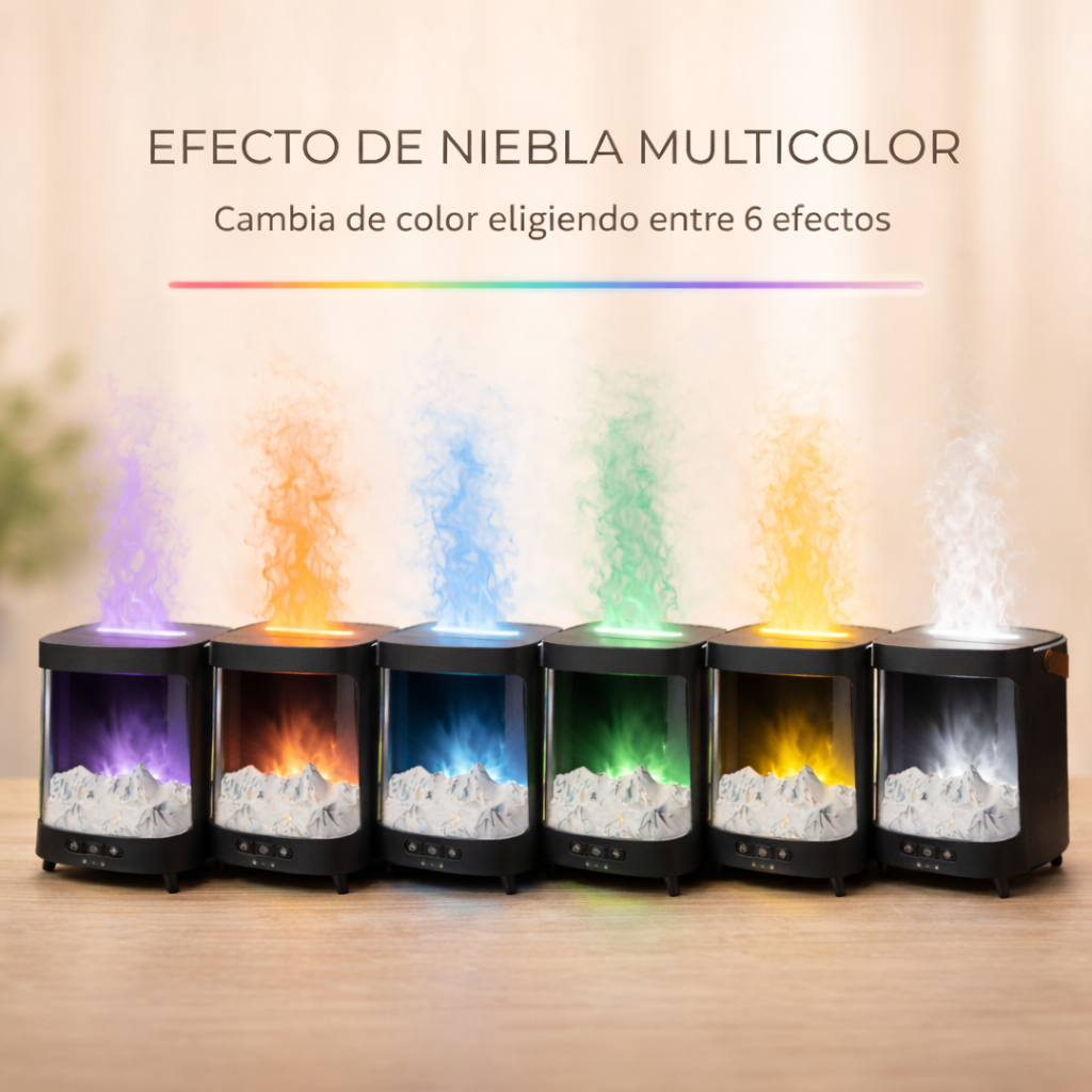 Humidificador aromático efecto aurora