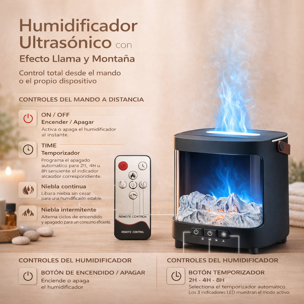 Humidificador aromático efecto aurora