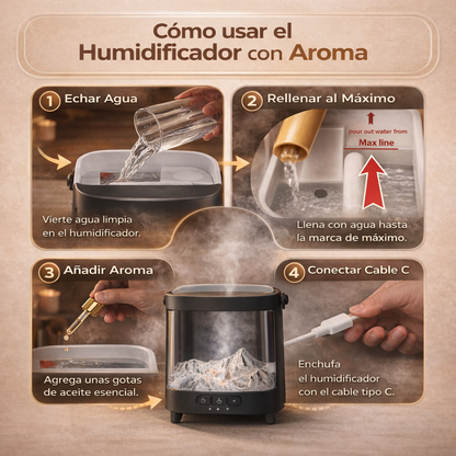 Humidificador aromático efecto aurora